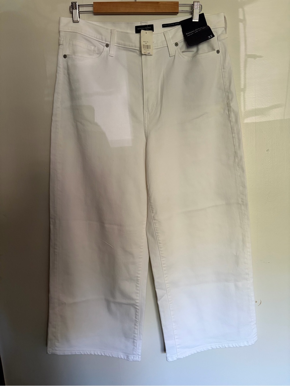 NWT Banana Republic White High-Rise Wide-Leg Jeans 32